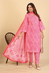 Larqi Women Pure Cotton Pink 3 Pcs Set