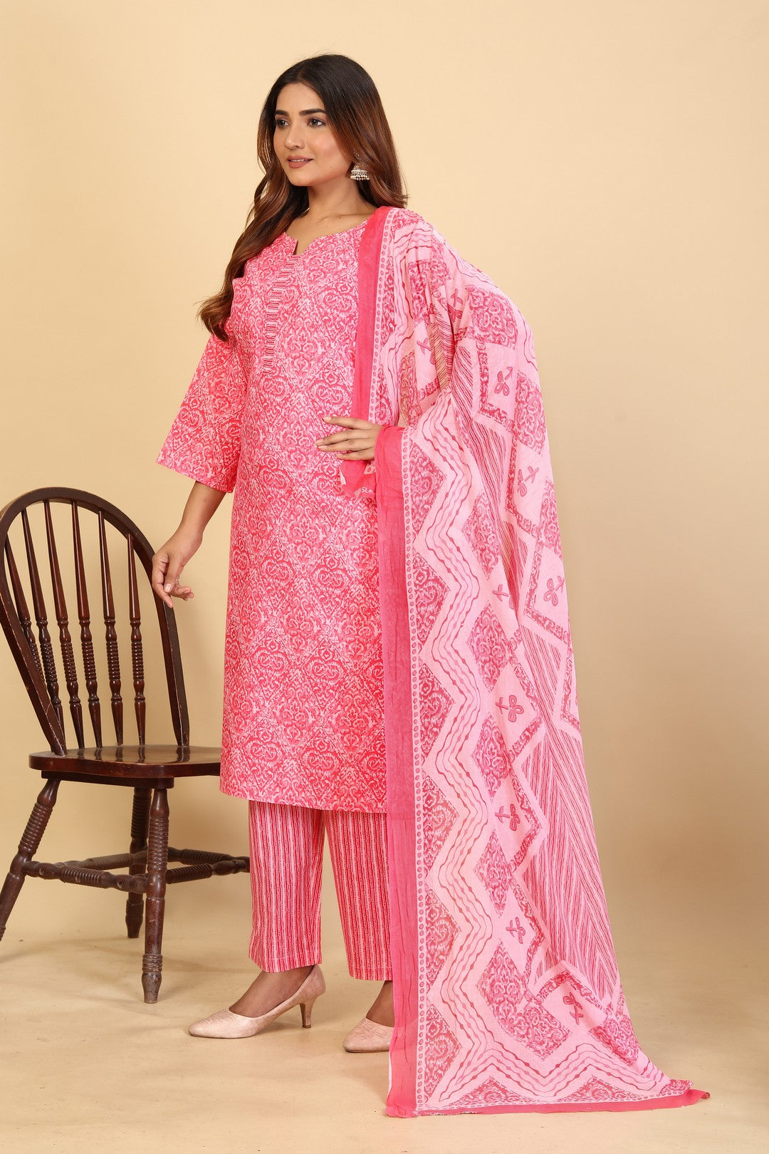 Larqi Women Pure Cotton Pink 3 Pcs Set