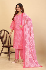 Larqi Women Pure Cotton Pink 3 Pcs Set