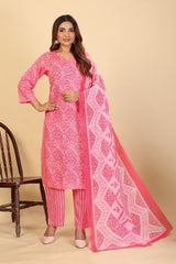 Larqi Women Pure Cotton Pink 3 Pcs Set