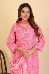 Larqi Women Pure Cotton Pink 3 Pcs Set