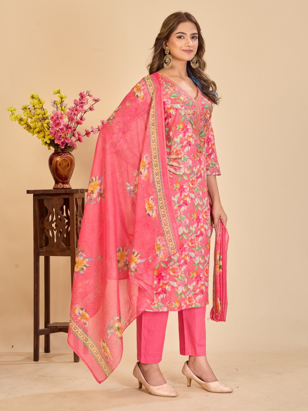 Larqi Women Pure Cotton Peach 3 Pcs Set
