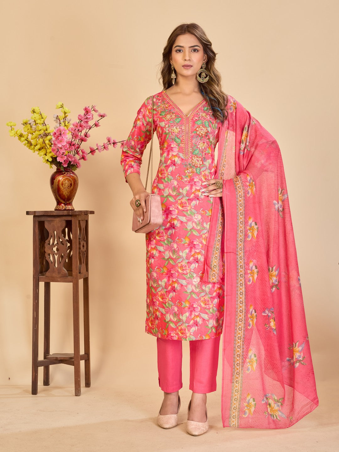 Larqi Women Pure Cotton Peach 3 Pcs Set