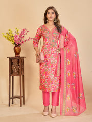 Larqi Women Pure Cotton Peach 3 Pcs Set