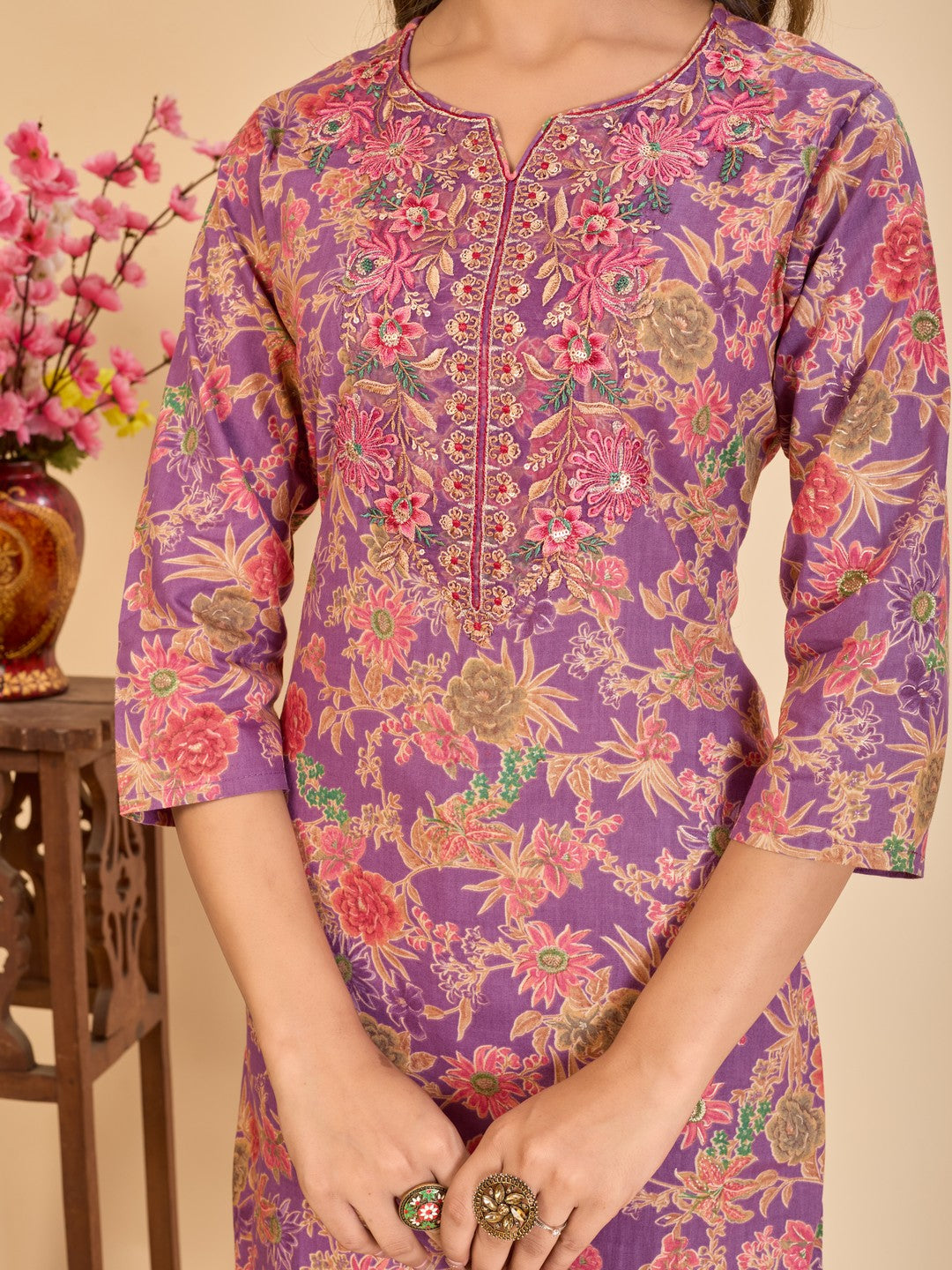 Larqi Women Pure Cotton Lavender 3 Pcs Set