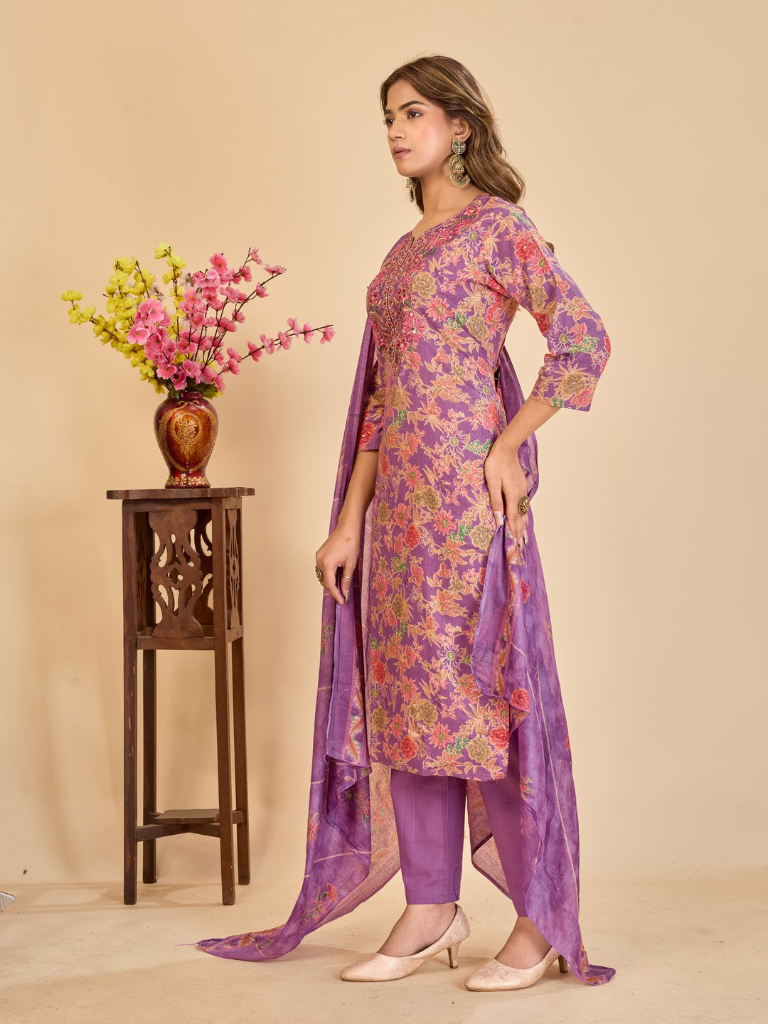 Larqi Women Pure Cotton Lavender 3 Pcs Set