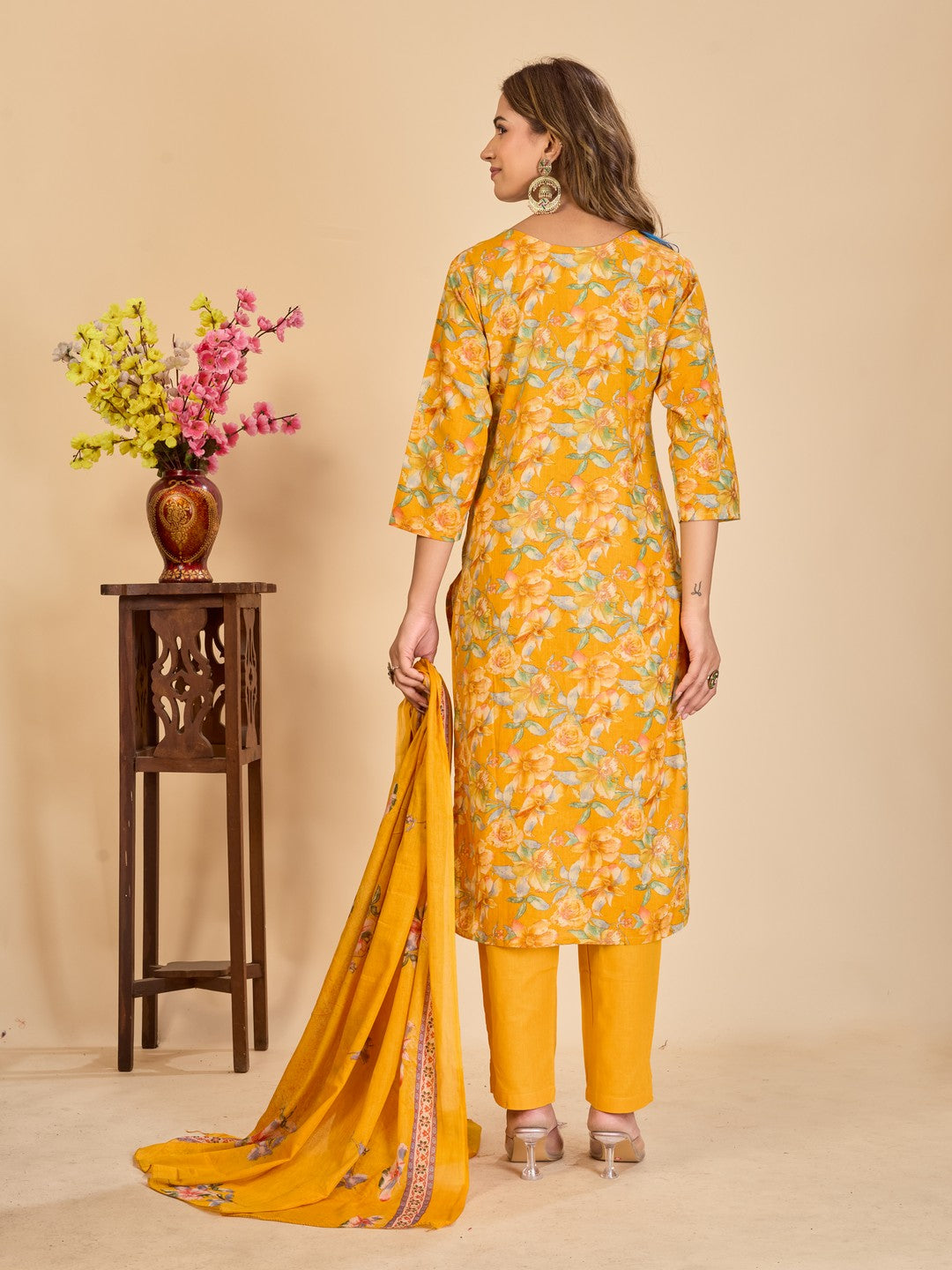 Larqi Women Pure Cotton Yellow 3 Pcs Set