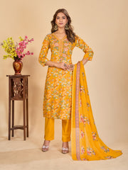 Larqi Women Pure Cotton Yellow 3 Pcs Set