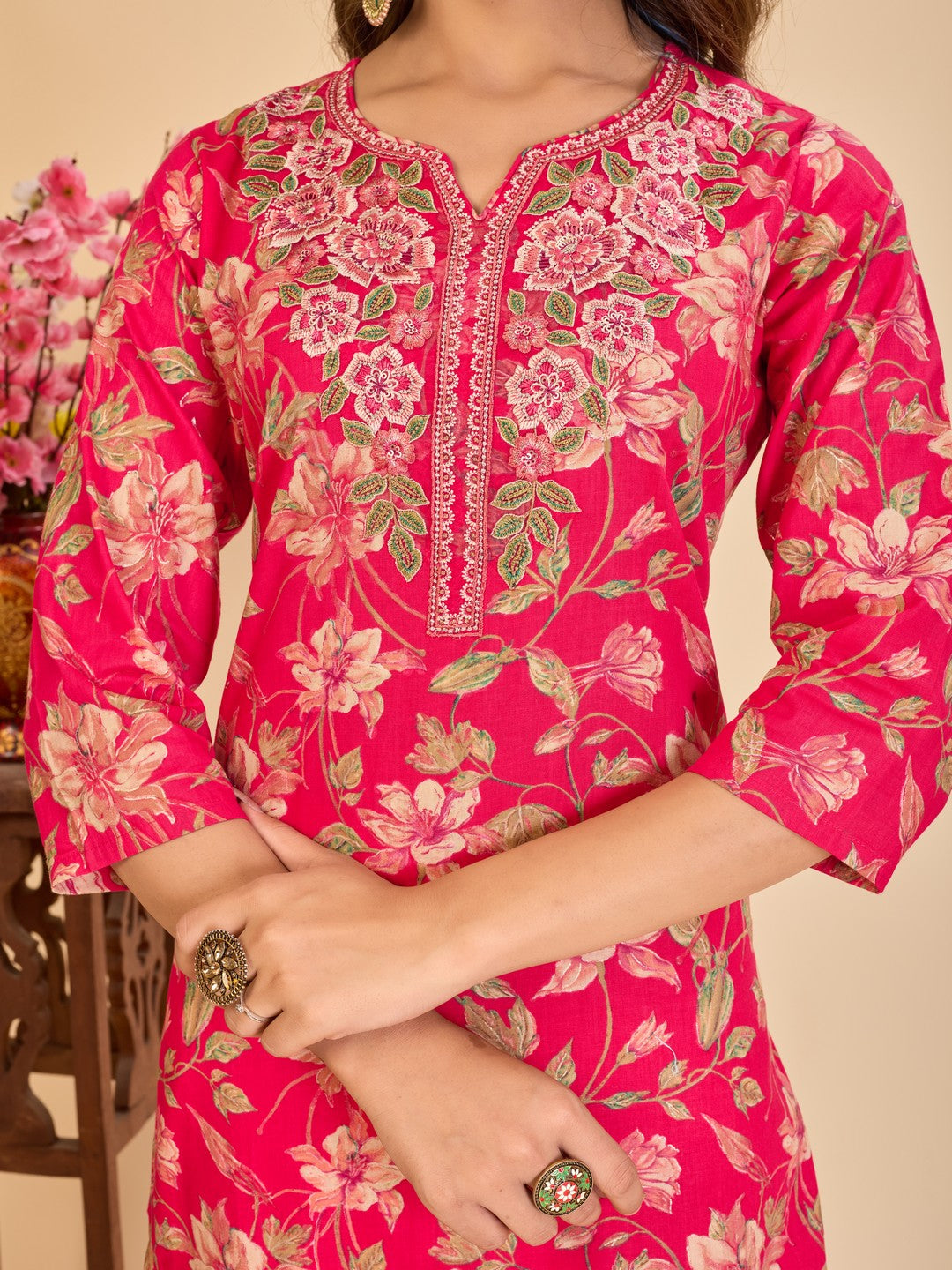 Larqi Women Pure Cotton Pink 3 Pcs Set