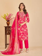 Larqi Women Pure Cotton Pink 3 Pcs Set