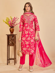 Larqi Women Pure Cotton Pink 3 Pcs Set