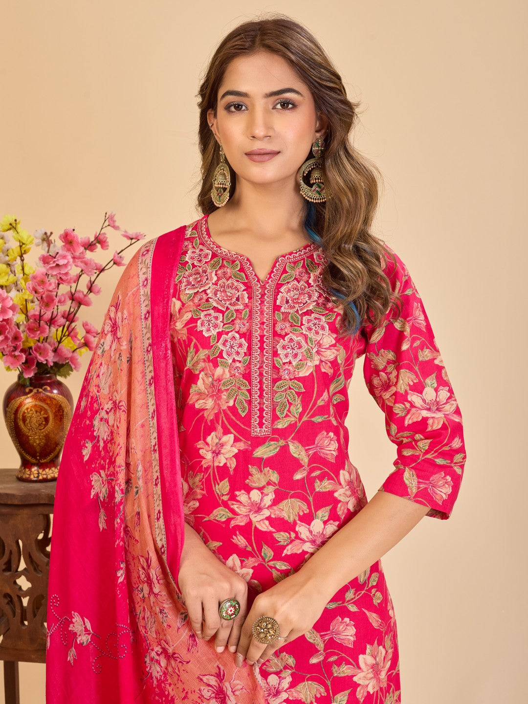 Larqi Women Pure Cotton Pink 3 Pcs Set