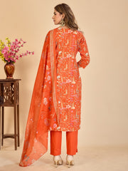 Larqi Women Pure Cotton Orange 3 Pcs Set