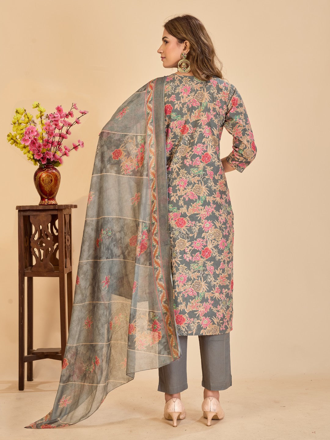 Larqi Women Pure Cotton Grey 3 Pcs Set