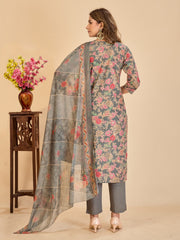 Larqi Women Pure Cotton Grey 3 Pcs Set