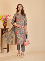 Larqi Women Pure Cotton Grey 3 Pcs Set