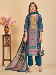 Larqi Women Chanderi Blue 3 Pcs Set