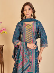 Larqi Women Chanderi Blue 3 Pcs Set