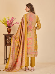 Larqi Women Chanderi Mustard 3 Pcs Set