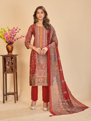 Larqi Women Chanderi Maroon 3 Pcs Set