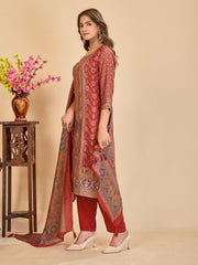 Larqi Women Chanderi Maroon 3 Pcs Set