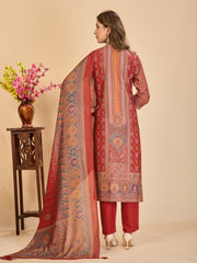 Larqi Women Chanderi Maroon 3 Pcs Set