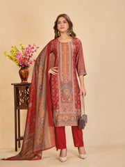 Larqi Women Chanderi Maroon 3 Pcs Set