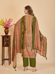 Larqi Women Chanderi Olive 3 Pcs Set