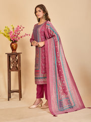 Larqi Women Chanderi Burgundy 3 Pcs Set