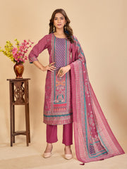 Larqi Women Chanderi Burgundy 3 Pcs Set