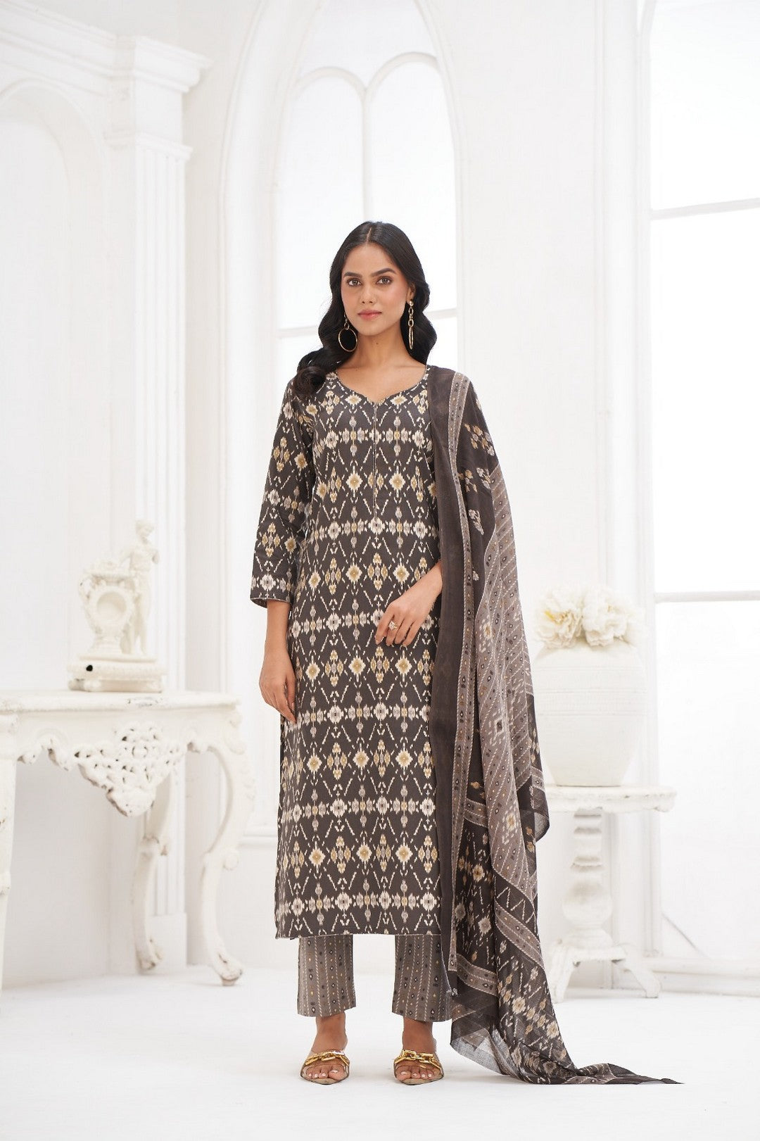 Larqi Women Pure Cotton Grey 3 Pcs Set