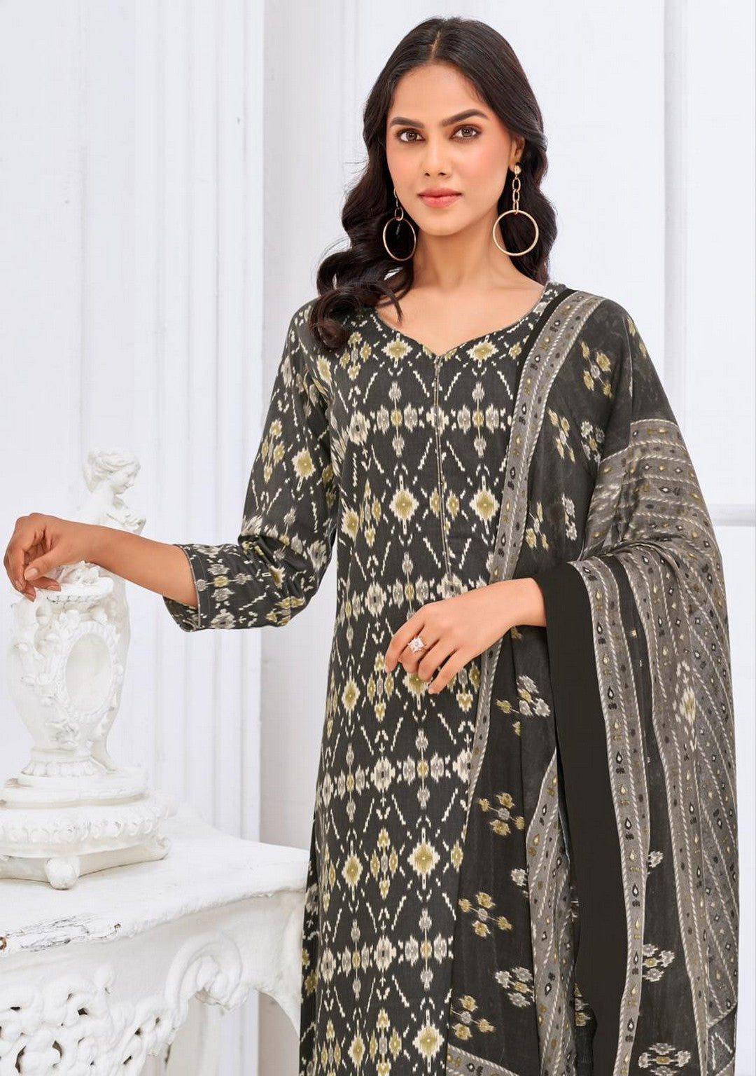 Larqi Women Pure Cotton Grey 3 Pcs Set