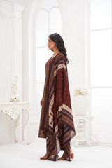 Larqi Women Pure Cotton Maroon 3 Pcs Set