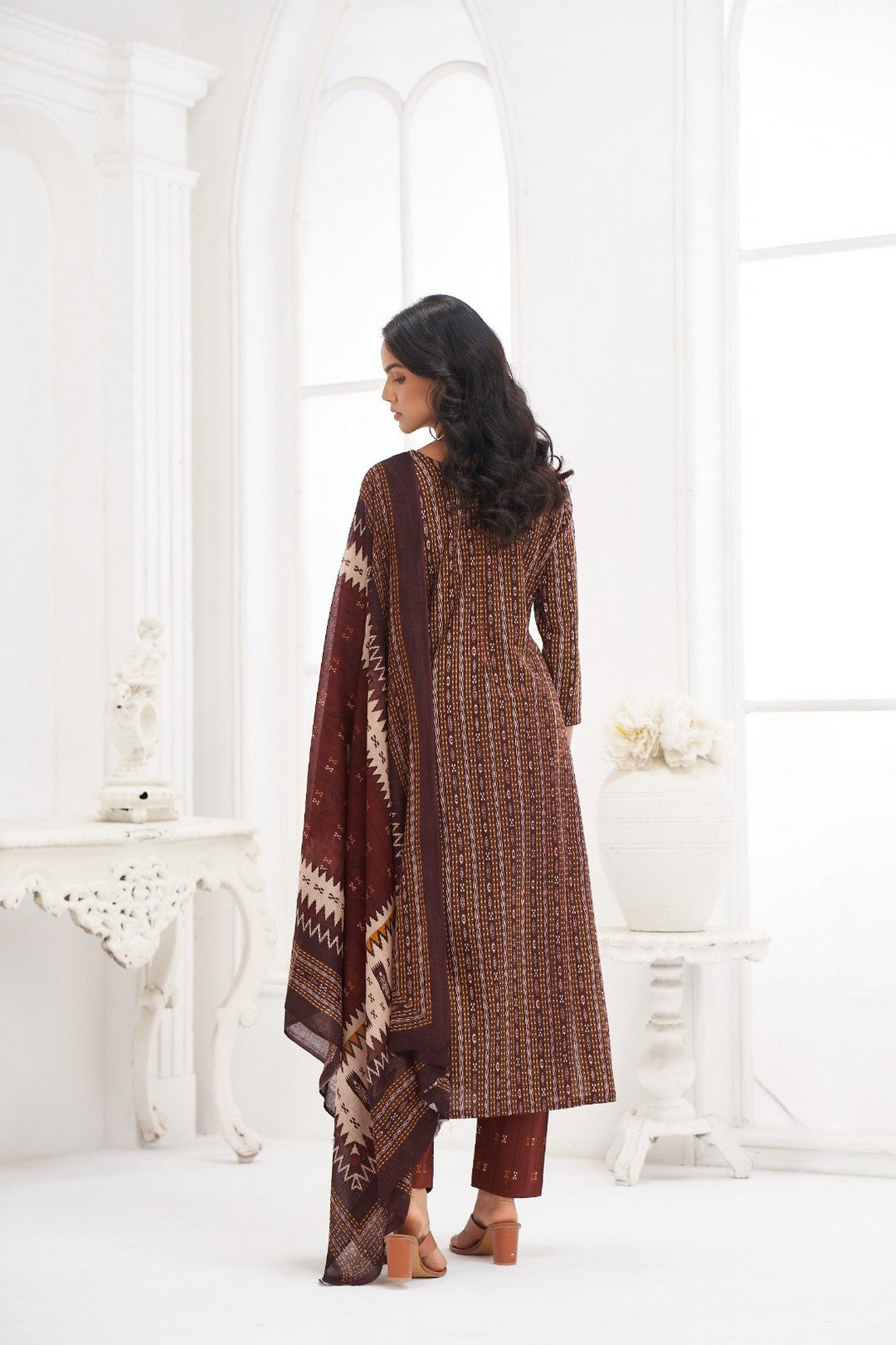 Larqi Women Pure Cotton Maroon 3 Pcs Set