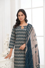 Larqi Women Pure Cotton Blue 3 Pcs Set