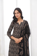 Larqi Women Pure Cotton Black 3 Pcs Set