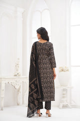 Larqi Women Pure Cotton Black 3 Pcs Set