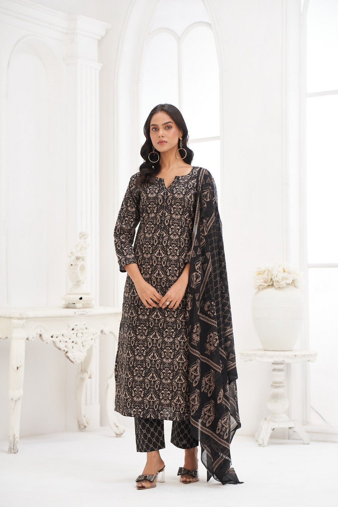 Larqi Women Pure Cotton Black 3 Pcs Set