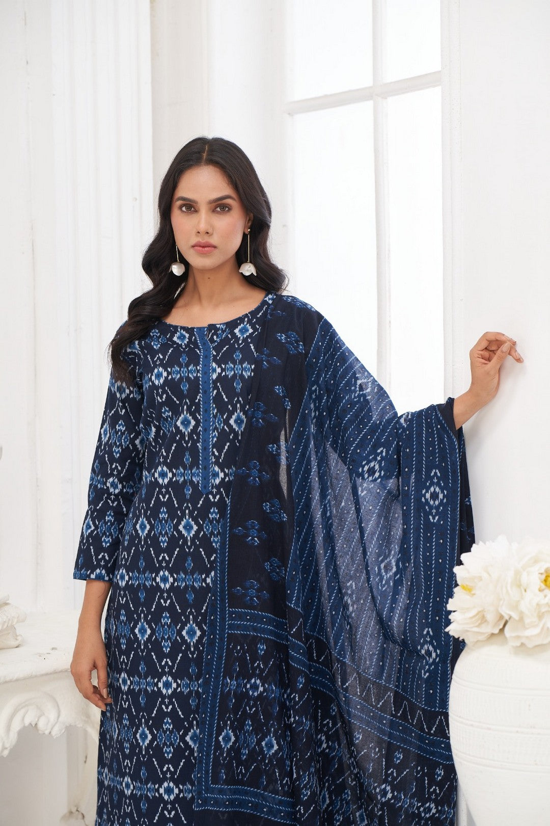 Larqi Women Pure Cotton Blue 3 Pcs Set