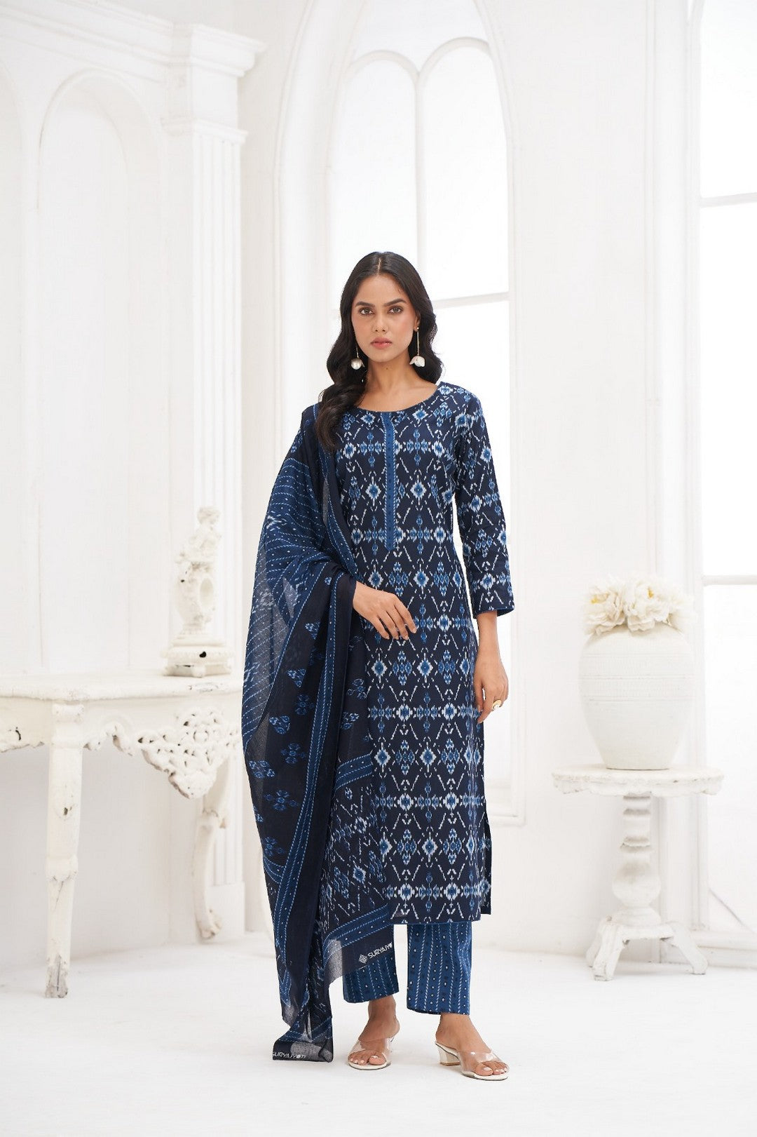 Larqi Women Pure Cotton Blue 3 Pcs Set