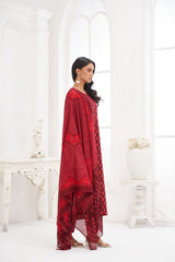 Larqi Women Pure Cotton Maroon 3 Pcs Set