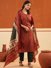 Larqi Women Pure Cotton Dark Orange 3 Pcs Set