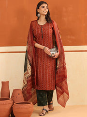 Larqi Women Pure Cotton Dark Orange 3 Pcs Set