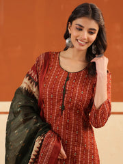 Larqi Women Pure Cotton Dark Orange 3 Pcs Set
