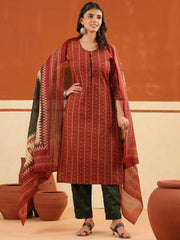 Larqi Women Pure Cotton Dark Orange 3 Pcs Set