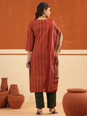 Larqi Women Pure Cotton Dark Orange 3 Pcs Set