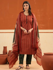 Larqi Women Pure Cotton Dark Orange 3 Pcs Set
