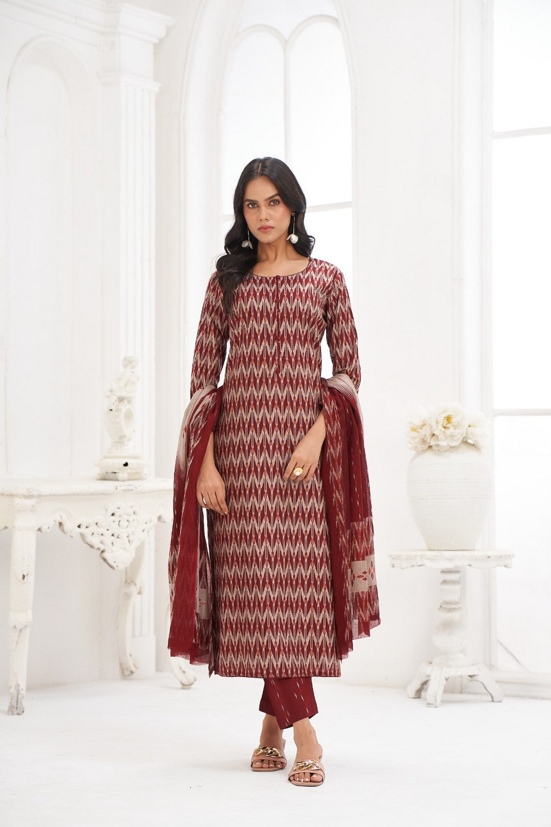 Larqi Women Pure Cotton Red 3 Pcs Set