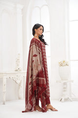 Larqi Women Pure Cotton Red 3 Pcs Set