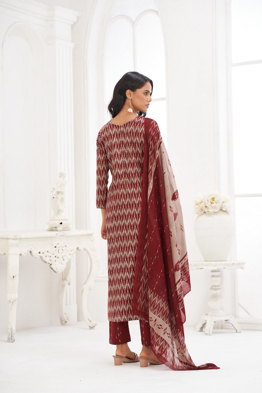 Larqi Women Pure Cotton Red 3 Pcs Set